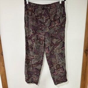 Daniel Field 100% Silk Paisley Pants Purple Bohemian Artsy Womens Coastal S 6/8